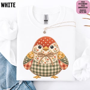 Bird Sweatshirt, Faux Patchwork Bird Long Sleeve Sweater Shirt, Fall Autumn