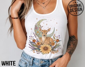 Boho Deer Racerback Tank Top Gift Doe