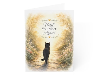 Black Cat Sympathy Greeting Card, Heartfelt Condolence Card, Loss Bereavement Card, Black Cat Rainbow Bridge Memorial Card