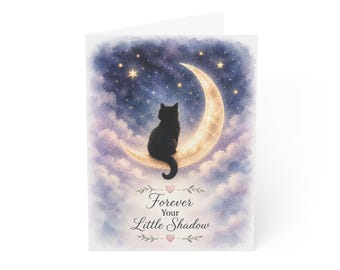 Black Cat Sympathy Greeting Card, Heartfelt Condolence Card, Loss Bereavement Card, Black Cat Rainbow Bridge Card