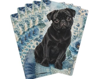 Black Pug Poker Cards, Black Pug Playing Cards, Black Pug Card Deck, Black Pug Gift