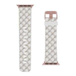 Stylish White Pearl Apple Watch Band, Durable Silicone Strap, Comfortable, Perfect Gift for Her, Ai Prompted