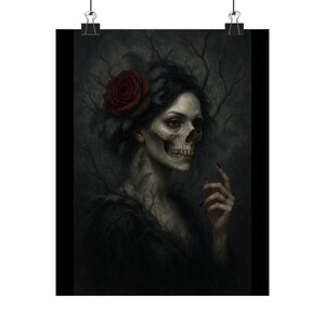 Dark Aesthetic Poster, Gothic Art Print for Home Decor, Witchy Wall Art, Skulls and Roses, Ai Prompt by me, Halloween, Unique Gift Idea