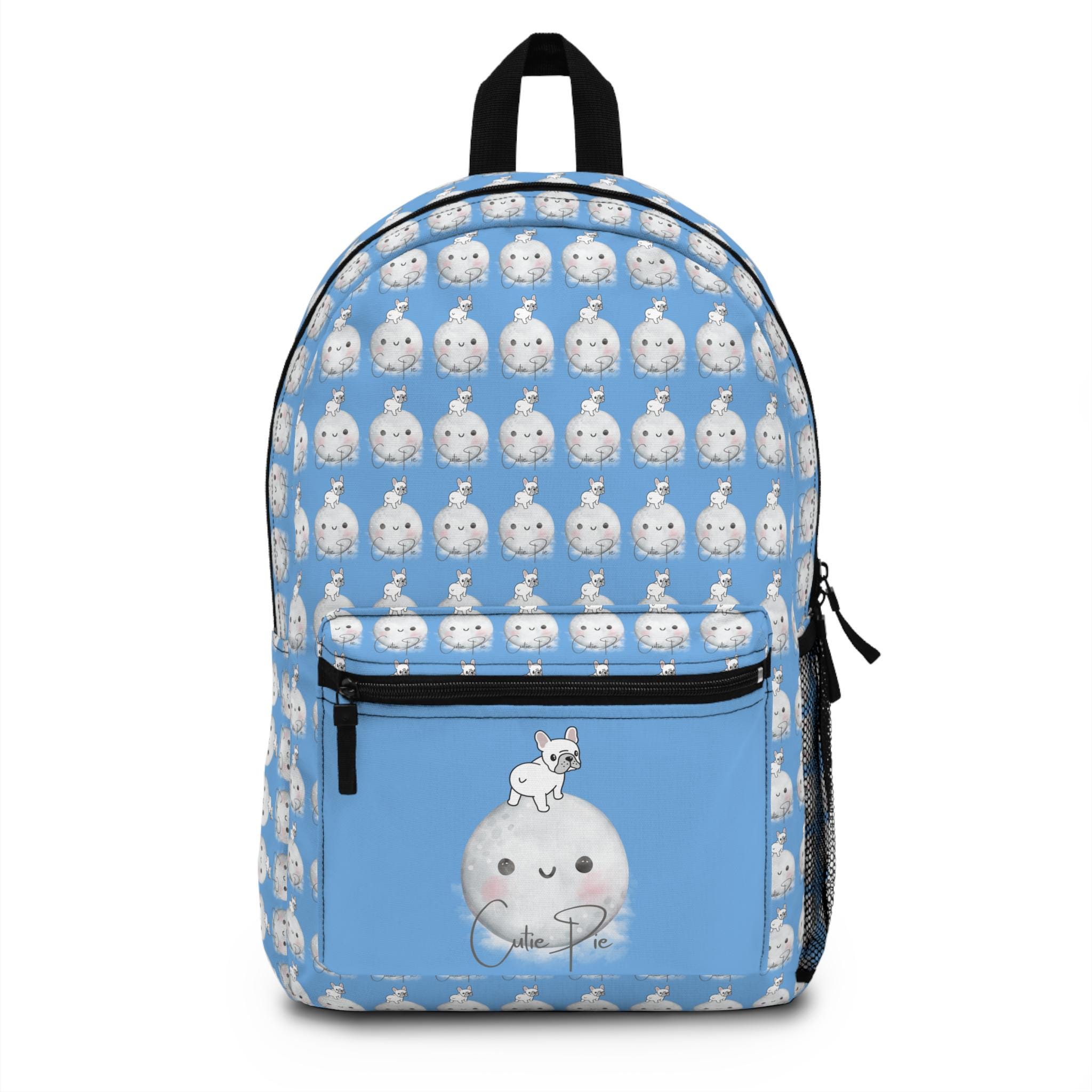 Cutie Pie Quote White Frenchie Cartoon Animal Backpack, Adorable