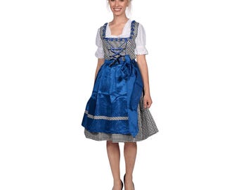 Kobaltblauwe Beierse dirndl-jurk: Oktoberfest-outfit