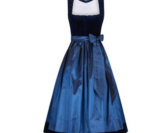 Sapphire Dreams blauwe fluwelen dirndl-jurk | Beierse middernachtjurk | Celestial Oktoberfest-ensemble