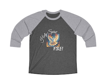 Holy Spirit Fire Unisex Tri-Blend Raglan Tee, Christian Shirt, Faith Apparel, Casual Wear, Spiritual Gift