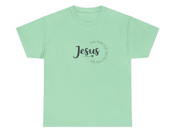 Maglietta unisex in cotone pesante con Gesù, maglietta della fede, abbigliamento cristiano, regalo religioso, abbigliamento spirituale, maglietta con grafica di Gesù
