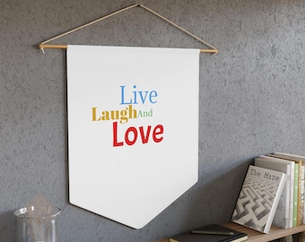 Striscione con scritta "Vivi, ridi, ama", decorazione murale motivazionale, cartello moderno per la casa, regalo per gli amici, decorazione motivazionale per la stanza