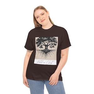 Faith Based Apparel, Christian Tee, Rooted in Christ, Nature Art Shirt, Eco-Friendly Gift, Casual Tee, Earth Day Apparel, Unisex Gift image 1