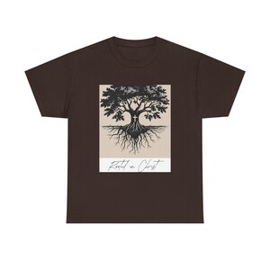 Faith Based Apparel, Christian Tee, Rooted in Christ, Nature Art Shirt, Eco-Friendly Gift, Casual Tee, Earth Day Apparel, Unisex Gift image 2