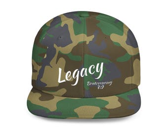 Flat Bill Snapback Hat, Stylish Cap for Outdoor Adventures, Christian Apparel, Camping, Casual Wear, Legacy Design
