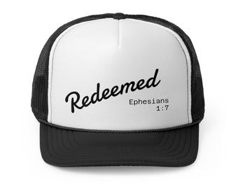 Cappellini da camionista ispirati alla fede, regalo cristiano, cappello con le Scritture, berretto con Efesini 1:7, moda religiosa, stile outdoor