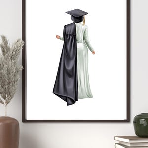 Custom Hijabi Graduation Portrait | Digital Download | Muslim Female Graduate in Cap & Gown | Printable Graduation Gift | PaperandTasselCo