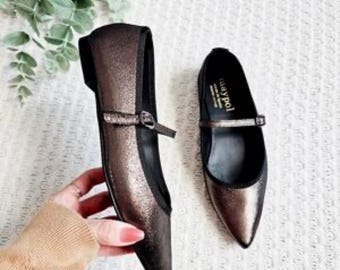 vintage never used Maypol Anthropologie Women 7.5 Rota Percival Genuine LEATHER Flats Bronze