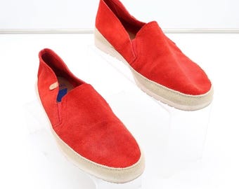 NWT Verbenas Women 9 Red Genuine Leather Suede Slip-On Espadrilles Flats Shoes