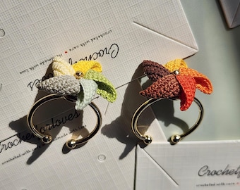 Micro Crochet Ring Spinning Pinwheel, Handmade Crochet Windmill Ring, Handmade jewelry, Spinner Ring, Playful Ring