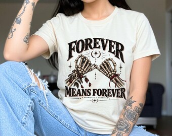 Gothic Skeleton Couple Shirt, Forever Means Forever Tee, Romantic Goth Wedding Gift
