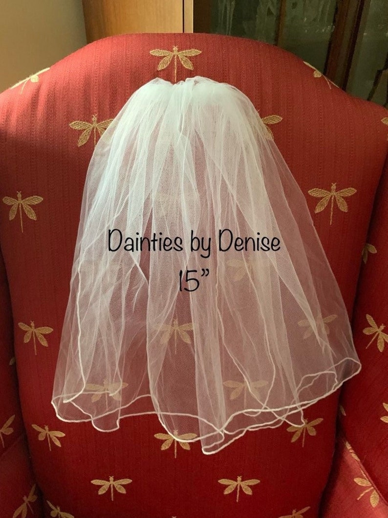 Flower Girl/ First Communion Veil ,Approx. 15,18,20 or 22double veil, White or Ivory image 1