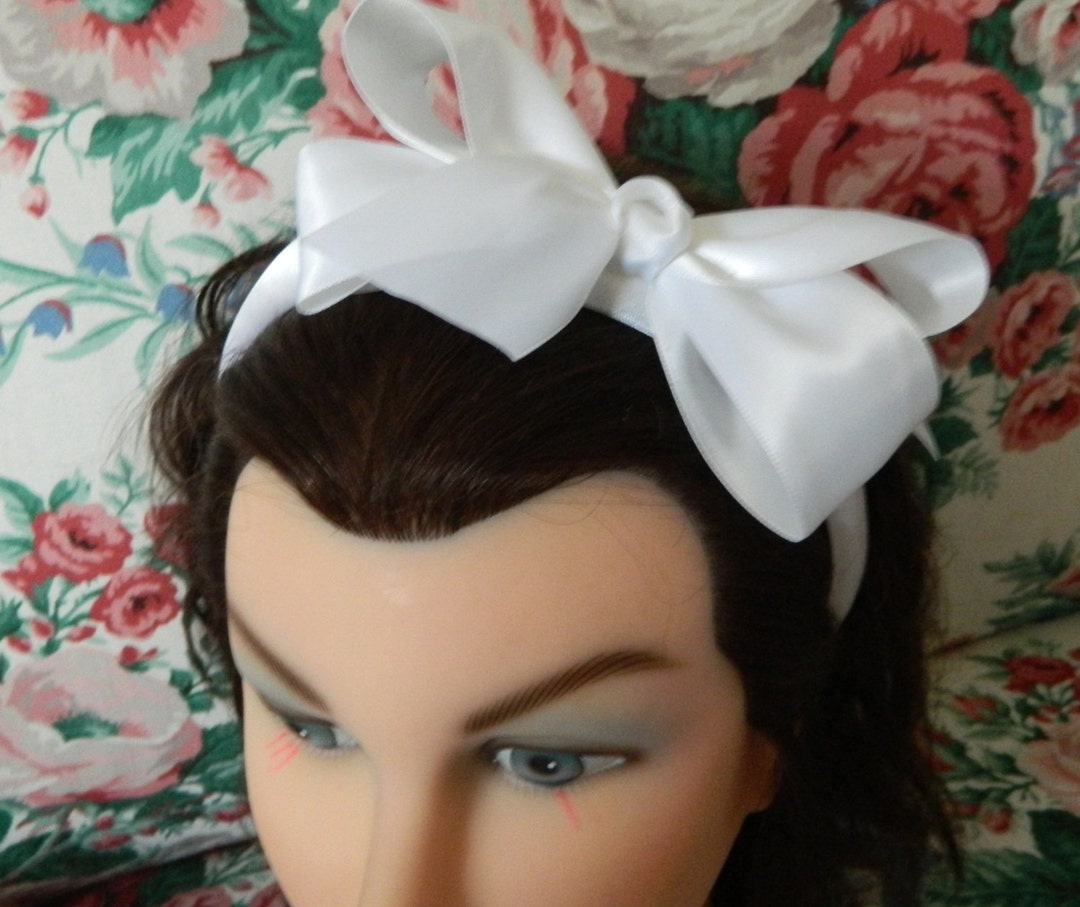 White Satin Bow Headband With Tulle Veil For First UK | Ubuy