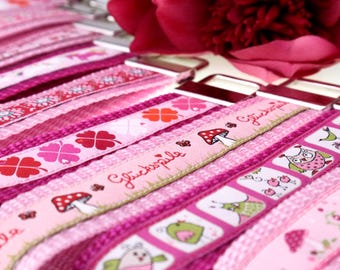 1 Schlüsselband - Kollektion 6, Verspielte handgemachte Schlüsselbänder in Rosa & Pink - Blumen, Fliegenpilze, Tiere, Einhorn, Eulen, Vögel