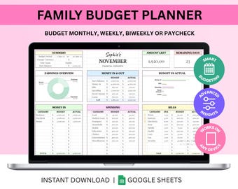 Familienbudgetplaner Google Sheets: Einnahmen & Ausgaben Tracker (Digitaler Download