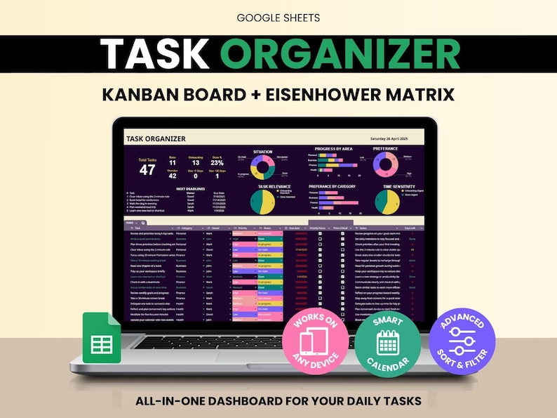 Circular Task Table Task Organizer Spreadsheet: Google Sheets To-do List, Project ...
