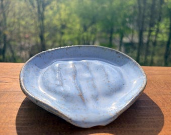 Handmade Ceramic Self-Draining Soap Dish, Brown Stone Clay Pottery