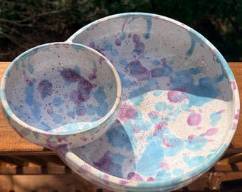 Chip and Dip Bowl, large handmade pottery bowl, game day party platter, entertaining dish, large ceramic serving bowl