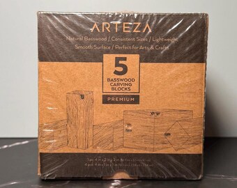 Arteza Basswood Carving Blocks - Wood Craft Set of 5