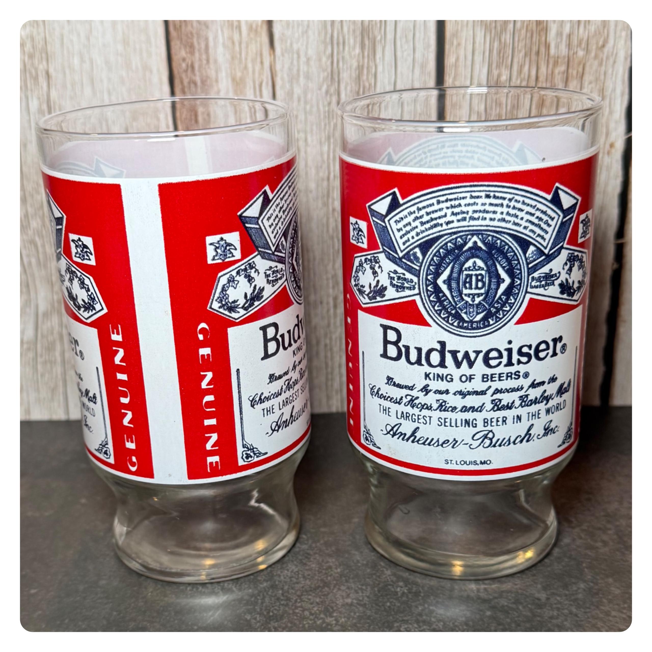 ヴィンテージ バドワイザー ビールグラス – 2個セット – 1970年代