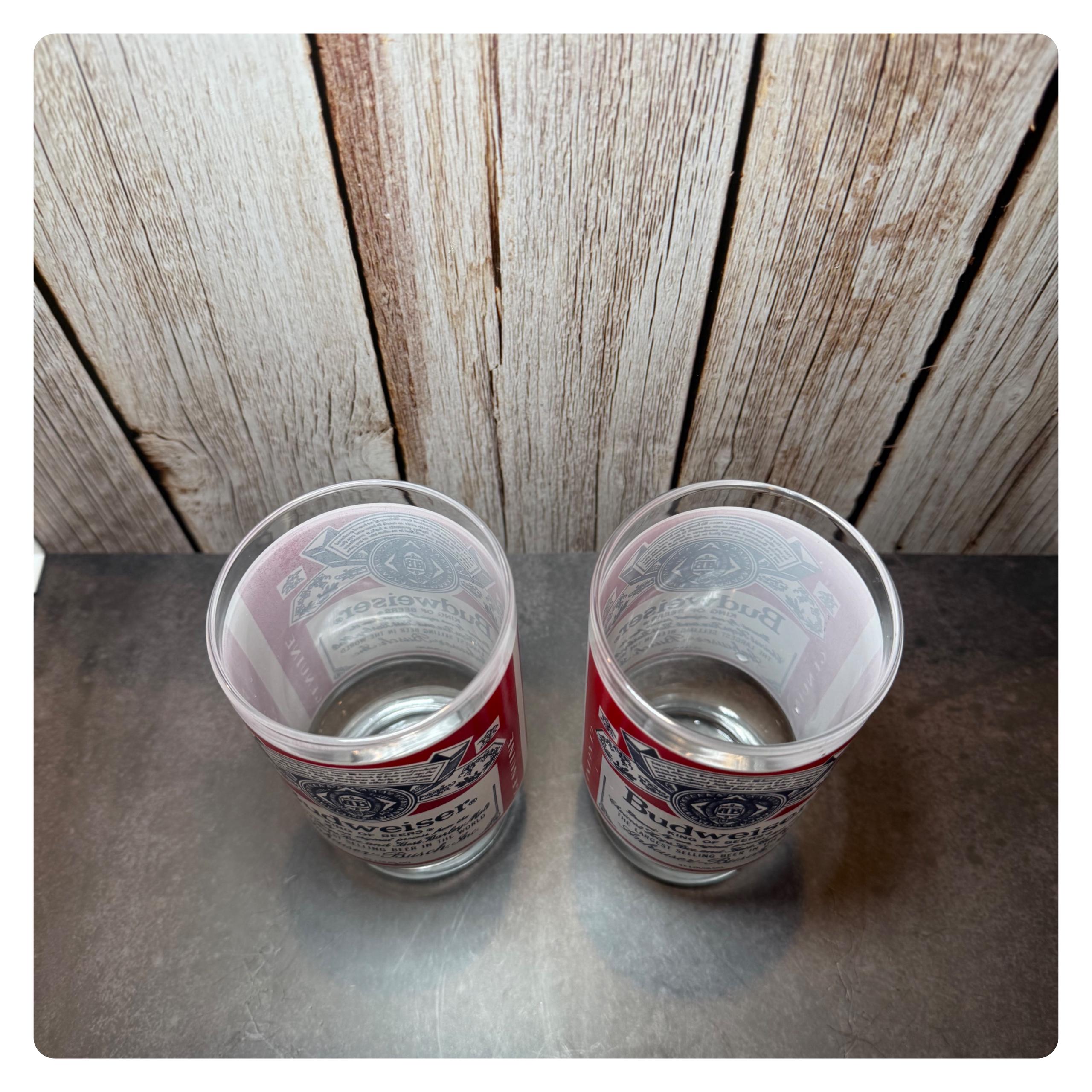 ヴィンテージ バドワイザー ビールグラス – 2個セット – 1970年代 