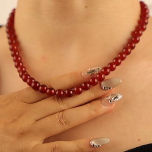 Red Agate Necklace: 925 Silver, Abacus Beads, Bohemian Style
