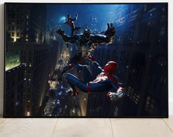 Spiderman 2 Poster | Venom, Miles Morales Video Game Art