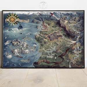 The Witcher 3 Map Poster: Northern Kingdoms Video Game Art