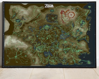Hyrule Map Poster: Legend of Zelda Gamer Room Wall Art