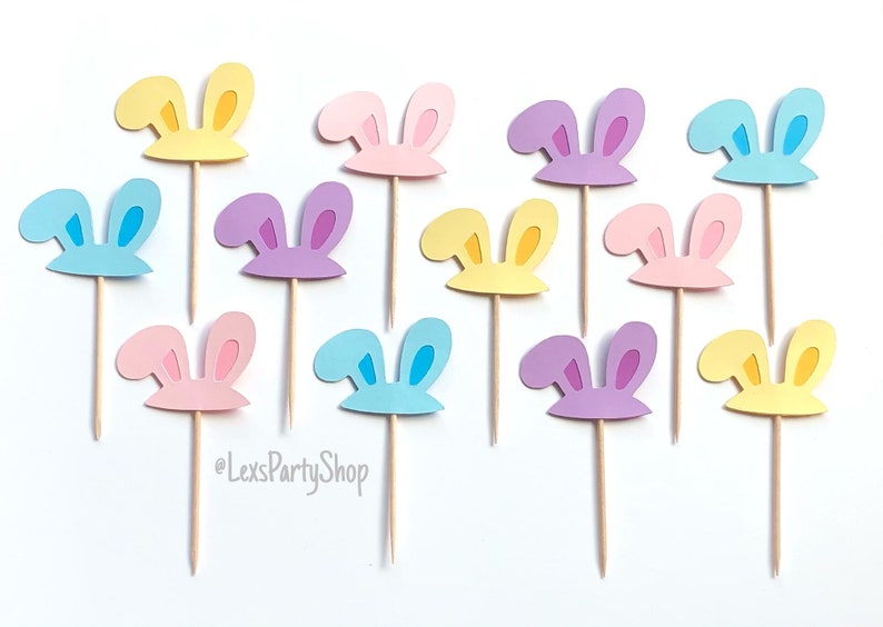 Easter Cupcake Toppers, Bunny Cupcake Toppers, Easter Rabbit Cupcake Toppers, Easter Food Picks image 7