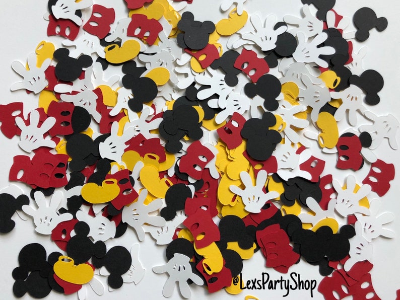 Mickey Mouse Confetti: 300 Disney Mickey Mouse Custom Confetti Pieces, Scrapbooking, Birthday, Table Decor image 6