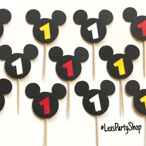 Mickey Mouse Cupcake Toppers, Mickey Mouse Cupcake Picks, 1st Birthday Cupcake Toppers, Food Picks