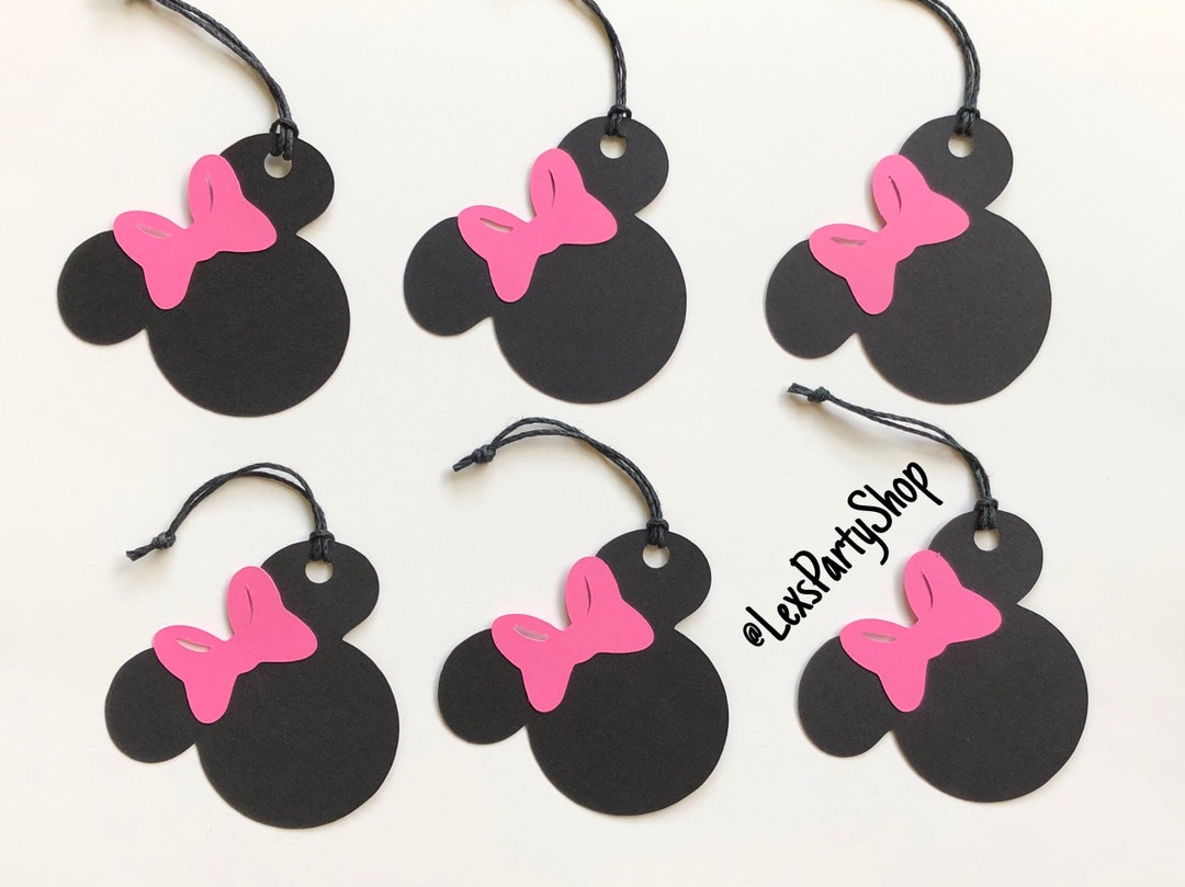 Minnie Mouse Gift Tags: Pink & Black Party Favors (set of 6) - Etsy
