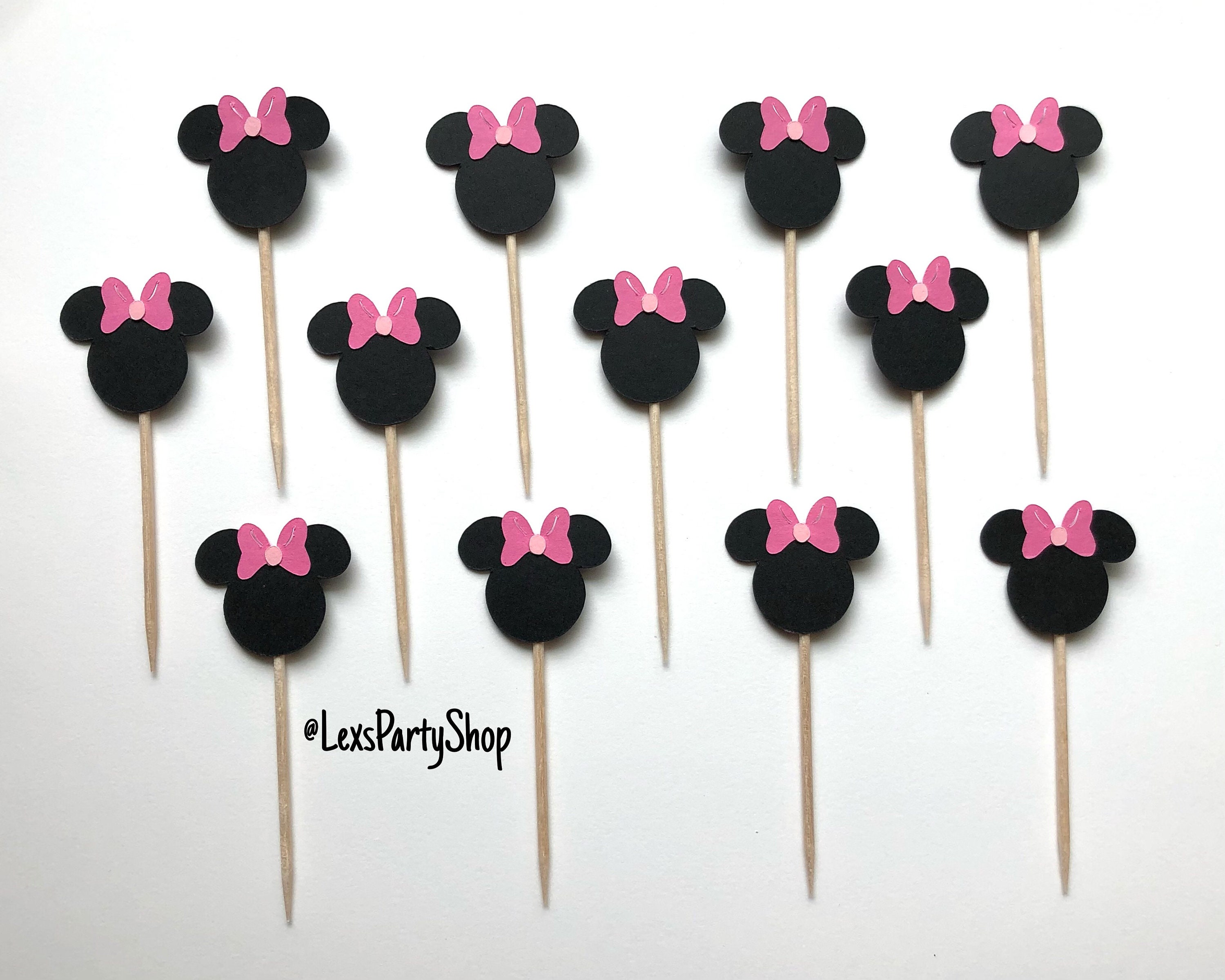Minnie Mouse Mini Cupcake Toppers Minnie Mouse Food Picks Etsy