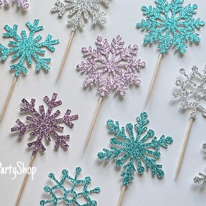 Snowflake Cupcake Toppers, Frozen Snowflake cupcake toppers, Christmas cupcake toppers image 2