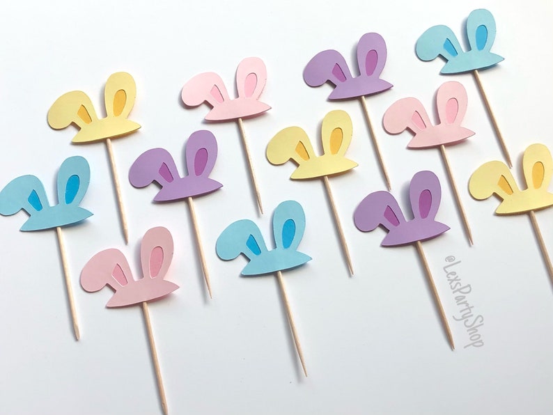 Easter Cupcake Toppers, Bunny Cupcake Toppers, Easter Rabbit Cupcake Toppers, Easter Food Picks image 5