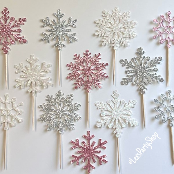 Snowflake Cupcake Toppers Etsy