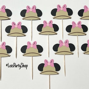Minnie Mouse Safari Cupcake Toppers, Minnie Mouse Safari Cupcake Picks