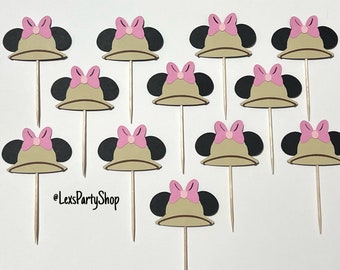 Minnie Mouse Safari Cupcake Toppers, Minnie Mouse Safari Cupcake Picks