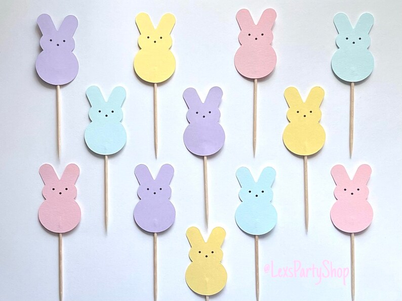 Peep Easter Bunny Cupcake Toppers, Easter cupcake picks, Easter cupcake Toppers image 8