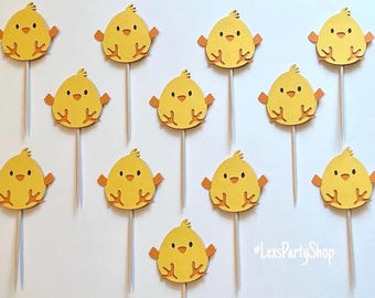 Baby chick Easter cupcake toppers, pack of 12 toppers, Easter decorations