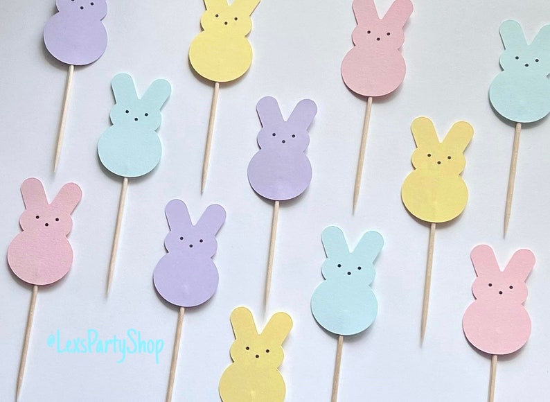Peep Easter Bunny Cupcake Toppers, Easter cupcake picks, Easter cupcake Toppers image 2