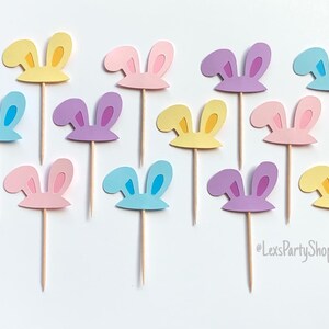 Easter Cupcake Toppers, Bunny Cupcake Toppers, Easter Rabbit Cupcake Toppers, Easter Food Picks image 2
